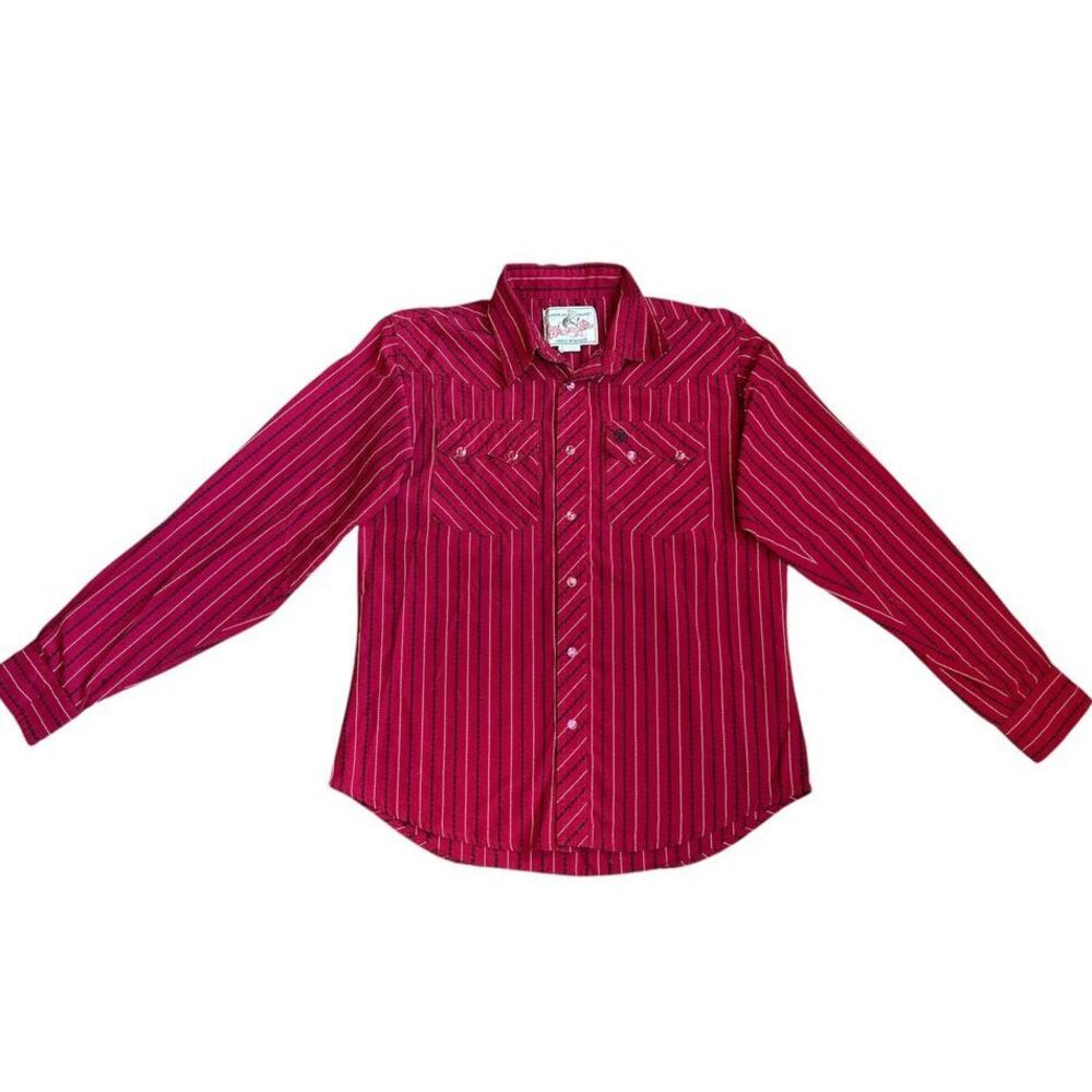 Vintage Wrangler American Cowboys Red Pearl Snap Button Up Western Shirt Size XL